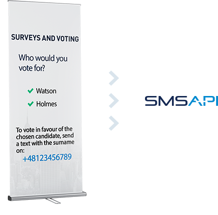 Stand with surveys and voting feature at SMSAPI