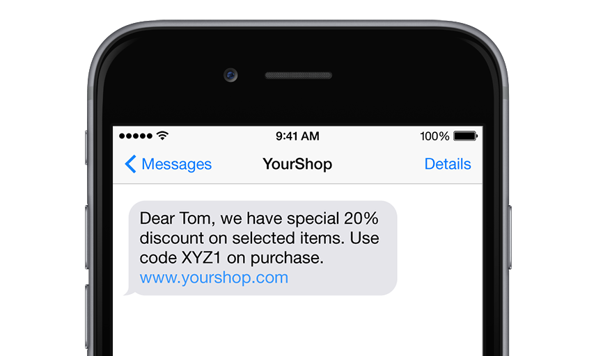 SMS with discount code