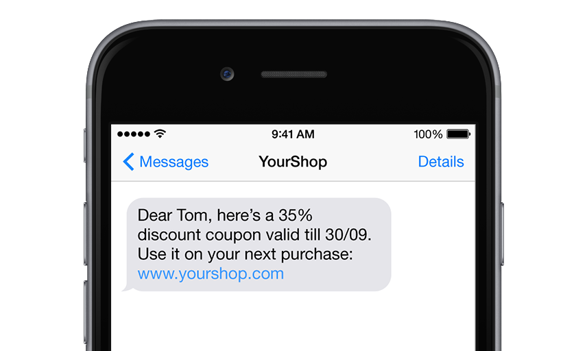 Text message with discount coupon