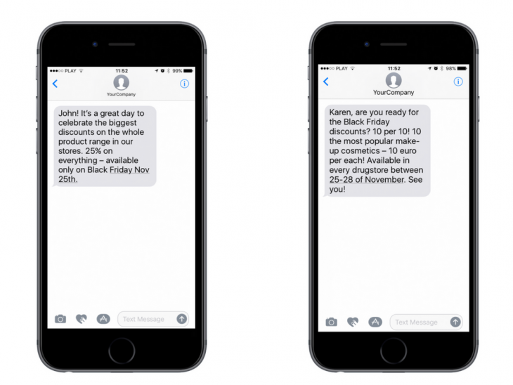 Black Friday SMS campaign