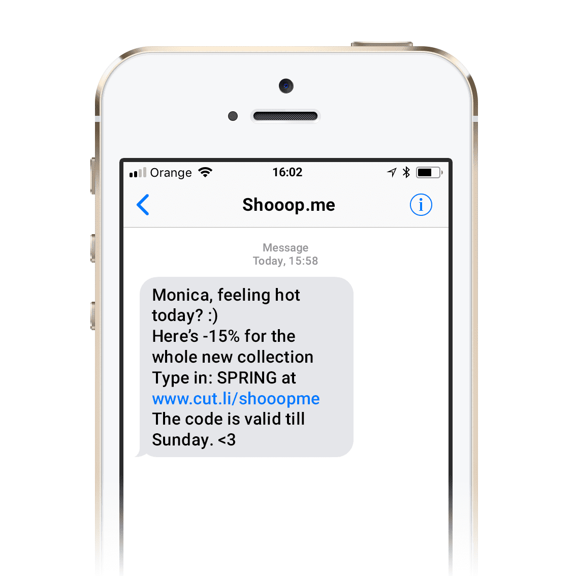 Example of an SMS with a sender name