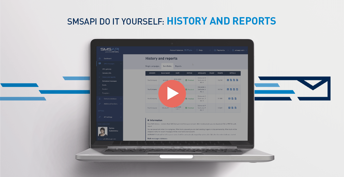 SMSAPI Do It Yourself Reports History