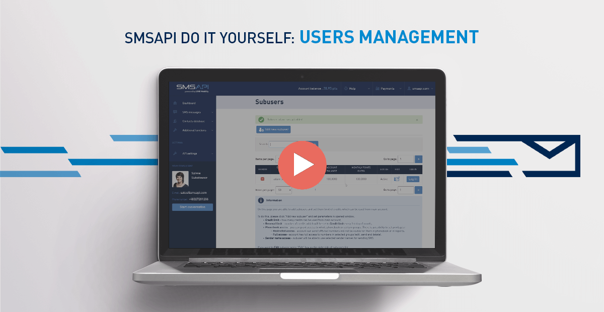 SMSAPI Do It Yourself Users Management