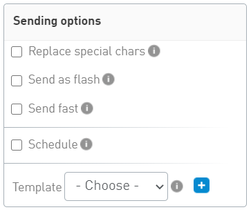 Additional sending options of the SMS gateway