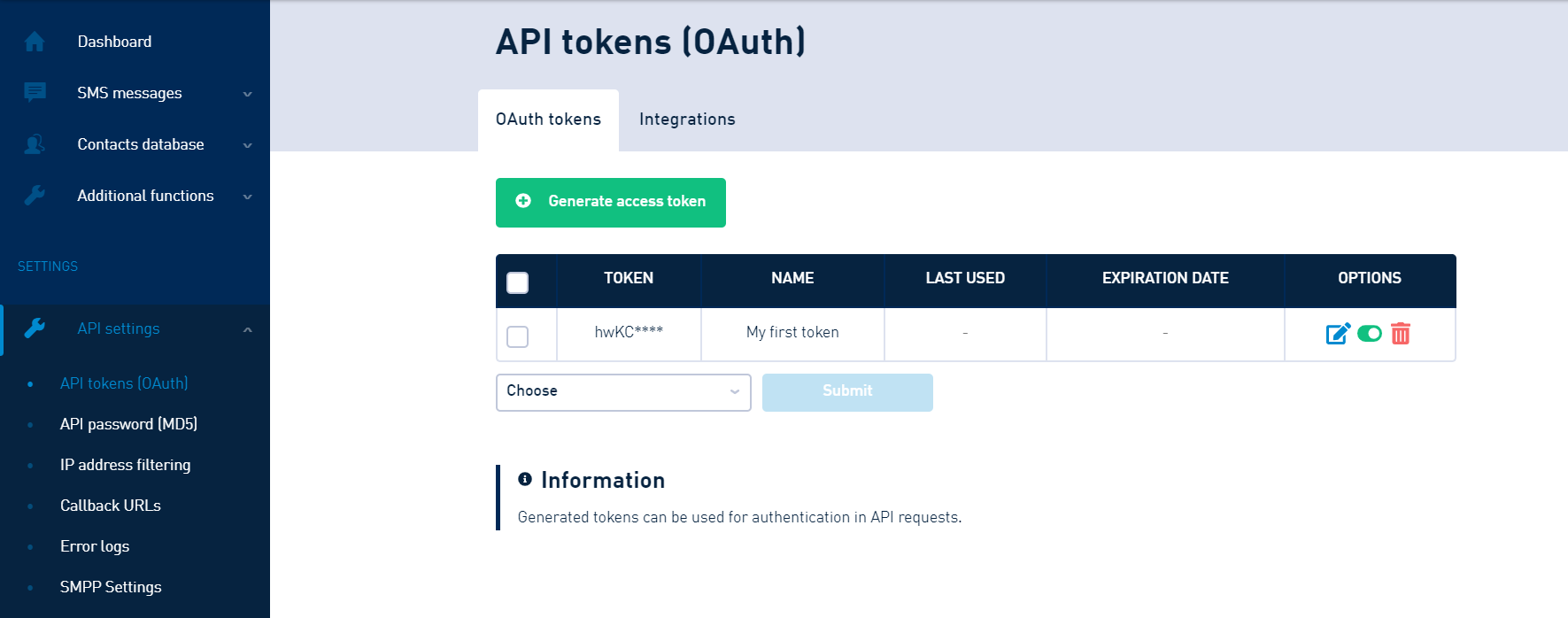 Manage your API tokens in Customer Portal