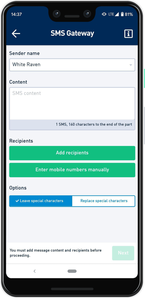 SMS Gateway of the SMSAPI bulk SMS app