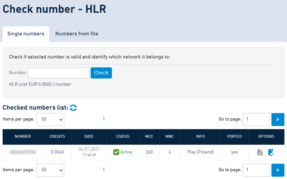 Check number HLR lookup