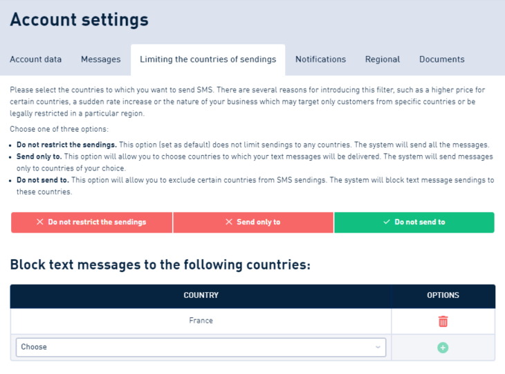 Country filtering active