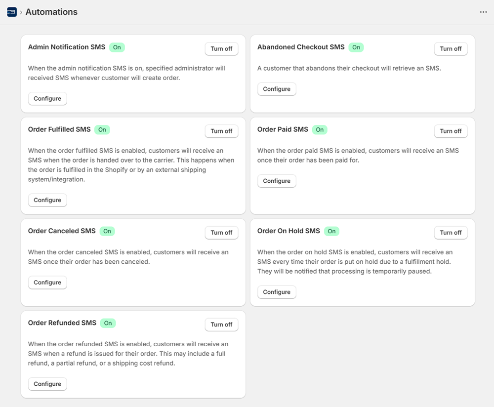 Shopify SMS Automations